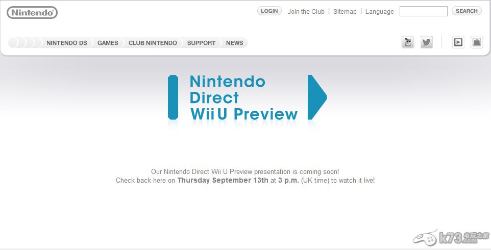 WIIU任天堂Nintendo Direct直播会地址：9月13日举行