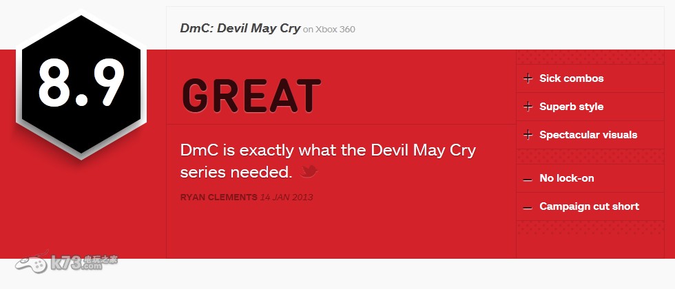 鬼泣5 IGN评分公开：Xbox360版8.9分 PS3版8.6分