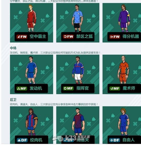 自由足球九大职业属性选择 _k73电玩之家