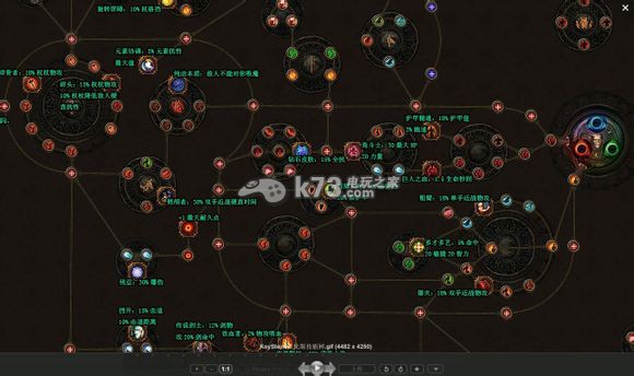 流放之路天赋技能属性图解 流亡黯道_k73电玩